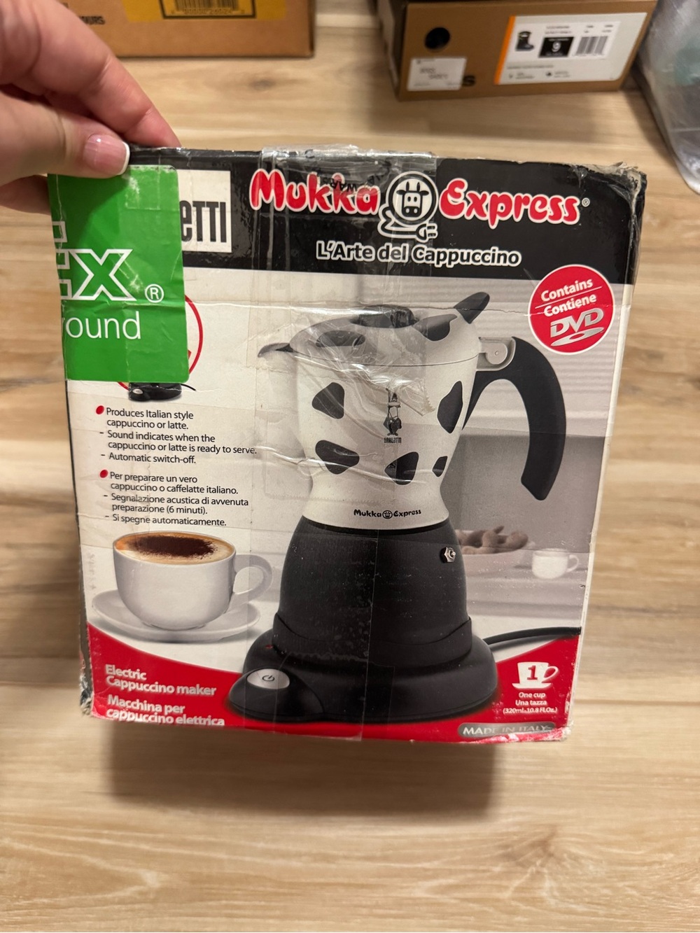 Rare Bialetti Electric Mukka Express Cappuccino Maker (Cow Print)